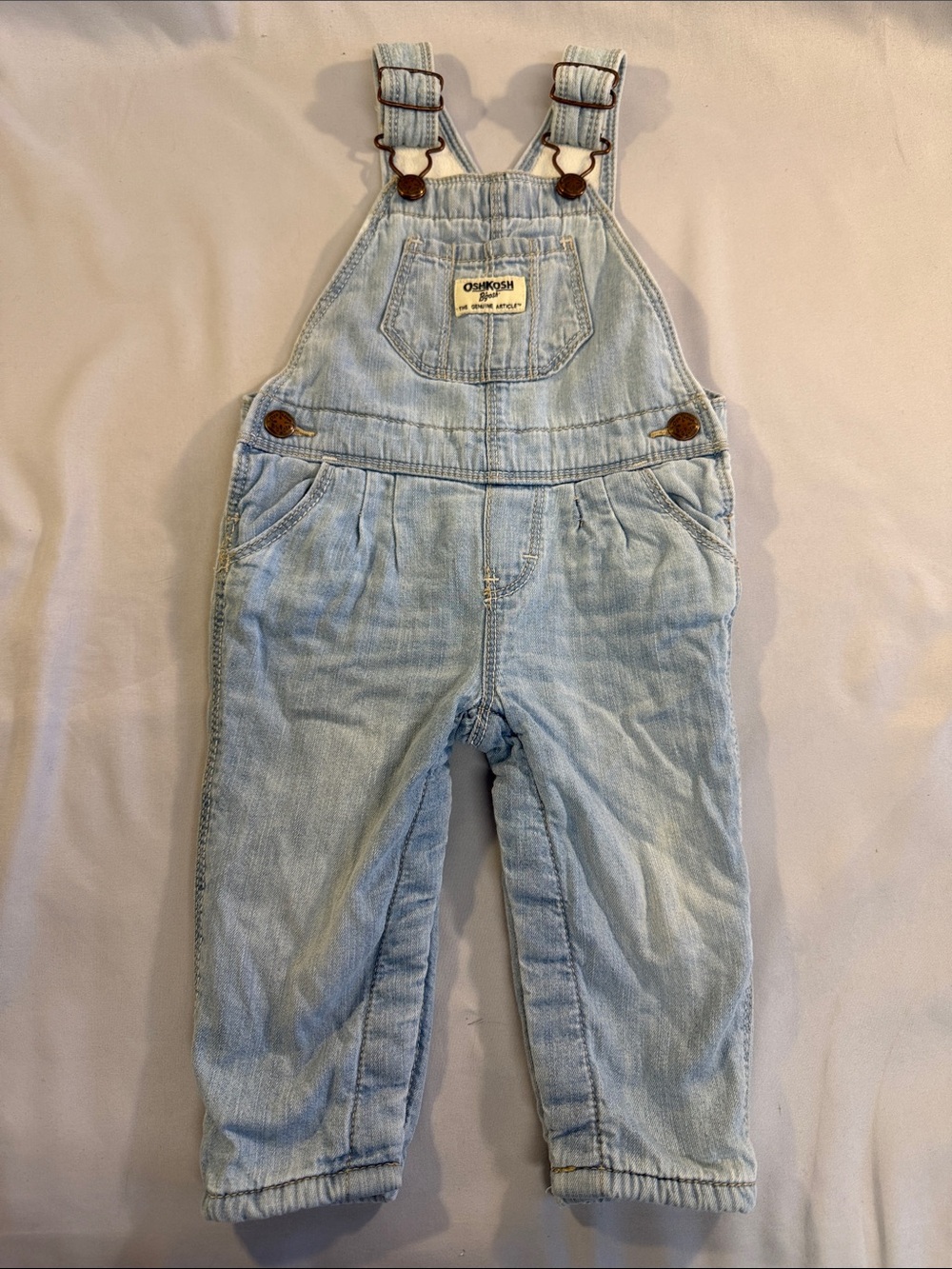 OshKosh B'gosh - Light Wash Denim Overalls with soft sherpa lining
